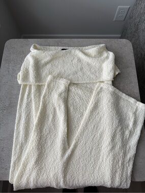 Cream Bouclé Skirt Set with Textured Knit